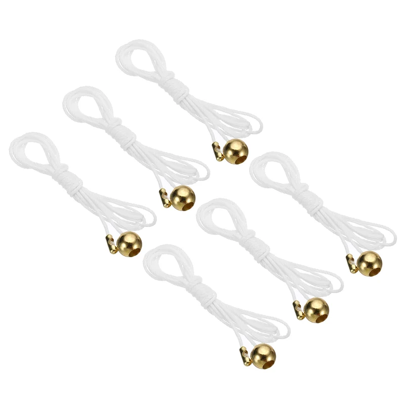 1.5M 4.9ft Ceiling Fan Pull Chain Extender, 6 Pcs with Ball Pendant, Gold Tone