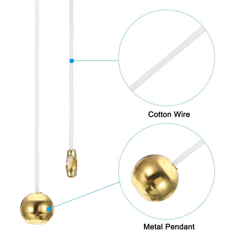1.5M 4.9ft Ceiling Fan Pull Chain Extender, 6 Pcs with Ball Pendant, Gold Tone