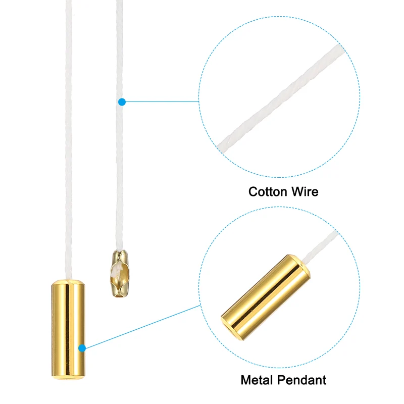 1.5M 4.9ft Ceiling Fan Pull Chain Extender with Gold Tone Cylinder Pendant 4Pcs