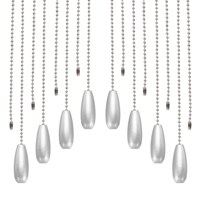 8 Pcs Wooden Ceiling Fan Pull Chain Extender, 13 Inch Silver
