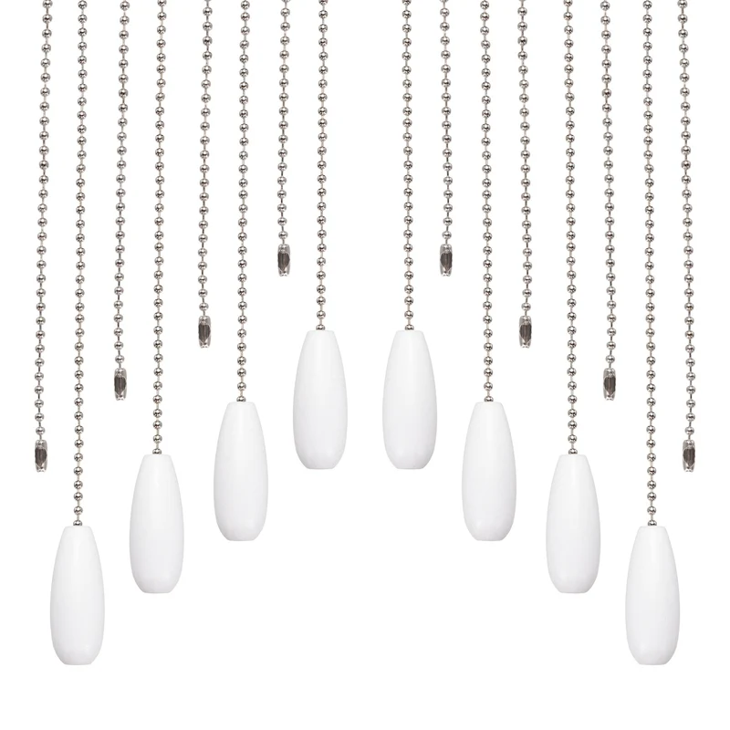 8 Pcs Wooden Ceiling Fan Pull Chain Extender, 13 Inch White