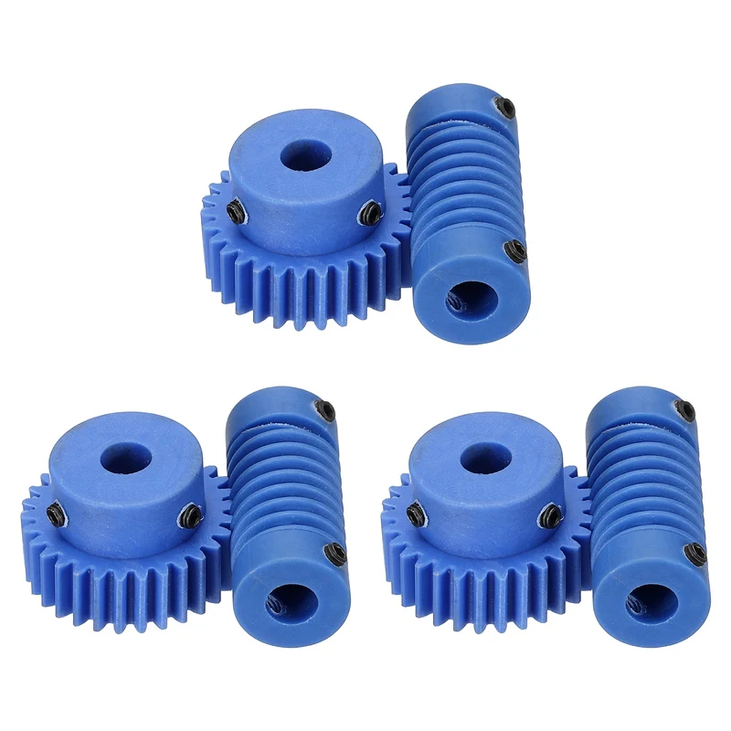 3Set POM Worm Gear Set 0.8M 30:1 Reduction Ratio Gear 6mm Bore Rod 6mm Bore