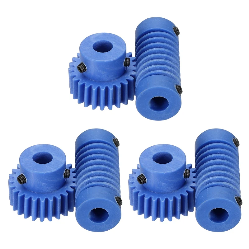 3Set POM Worm Gear Set 0.8M 25:1 Reduction Ratio Gear 6mm Bore Rod 6mm Bore