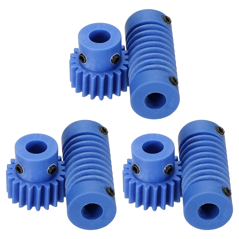 3Set POM Worm Gear Set 0.8M 20:1 Reduction Ratio Gear 6mm Bore Rod 6mm Bore