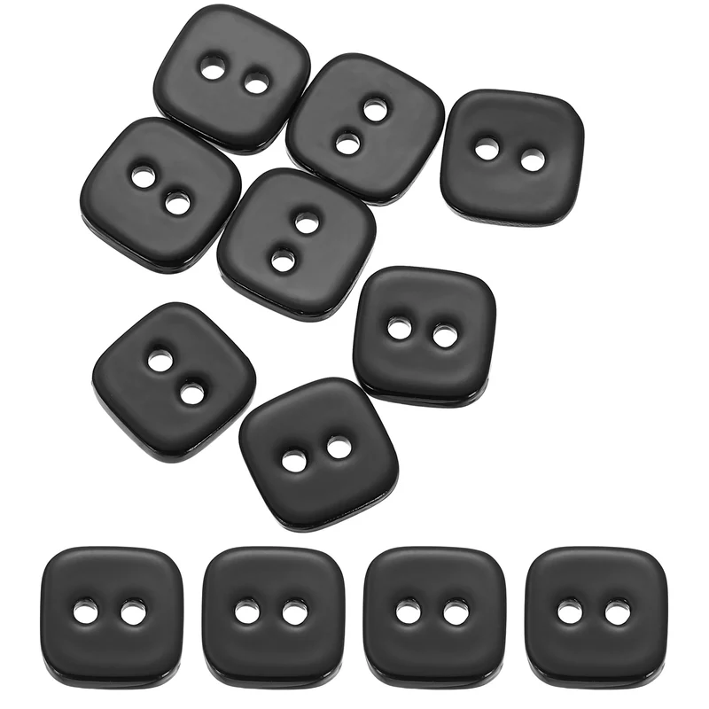 10 Pcs Square Mother of Pearl Buttons 2 Holes 11.5mm for Sewing Crafts Black