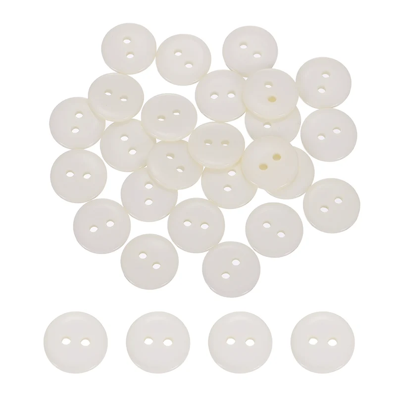 50 Pcs 10mm Resin Sewing Buttons, 2 Hole for Sewing Coats Shirts, Beige