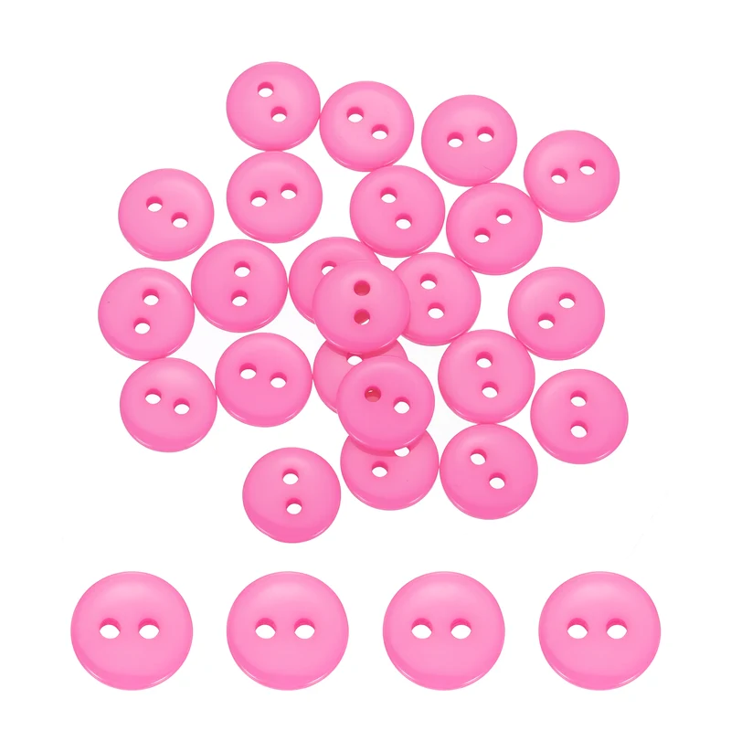 50 Pcs 10mm Resin Sewing Buttons, 2 Hole for Sewing Coats Shirts, Pink