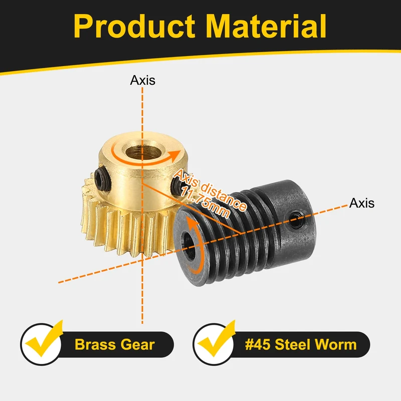 Worm Gear Set 0.5 Module 1:25 Reduction Rate(Gear-4mm Bore, Rod 4mm Bore)