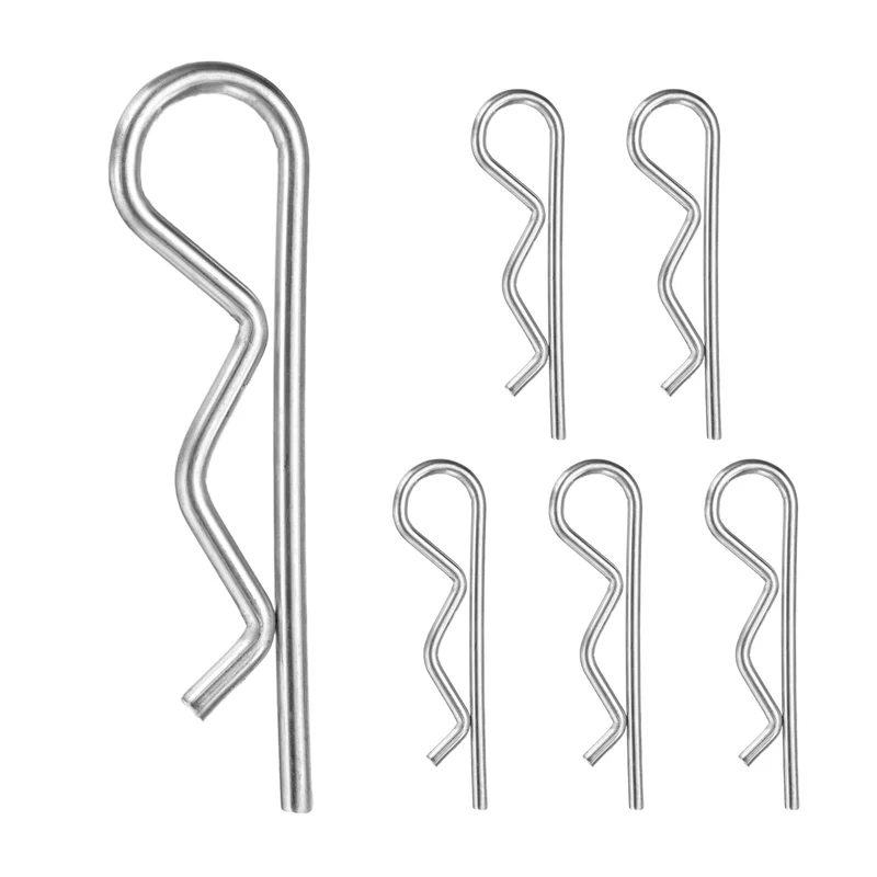 6-Pack R-Shaped Cotter Pin, M4x90mm Hairpin Hardware Spring R Clips