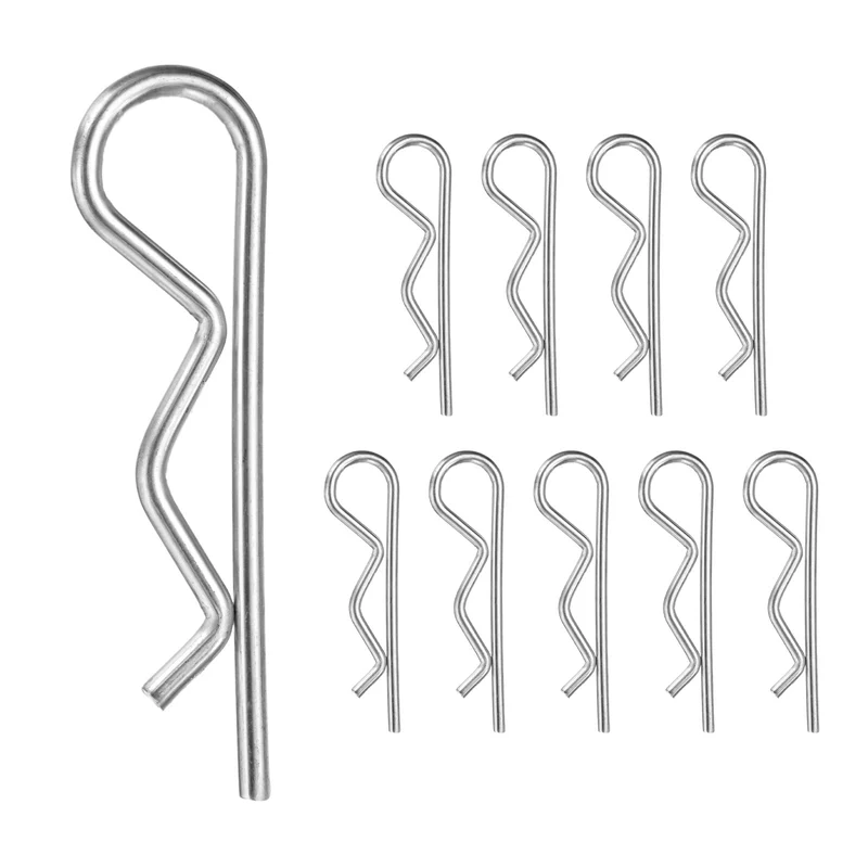 10-Pack R-Shaped Cotter Pin, M4x90mm Hairpin Hardware Spring R Clips