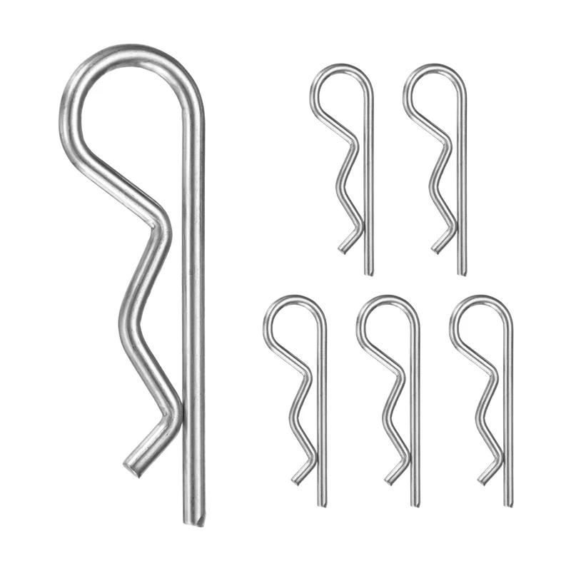6-Pack R-Shaped Cotter Pin, M4x80mm Hairpin Hardware Spring R Clips