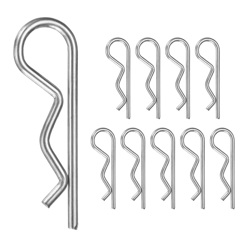 10-Pack R-Shaped Cotter Pin, M4x80mm Hairpin Hardware Spring R Clips