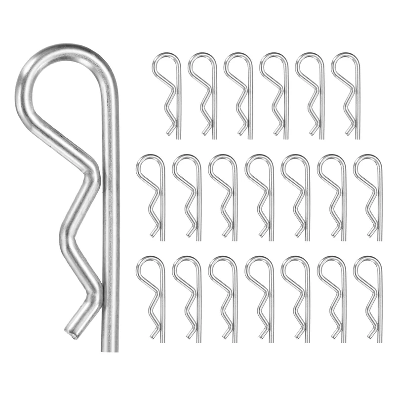 20-Pack R-Shaped Cotter Pin, M3x50mm Hairpin Hardware Spring R Clips