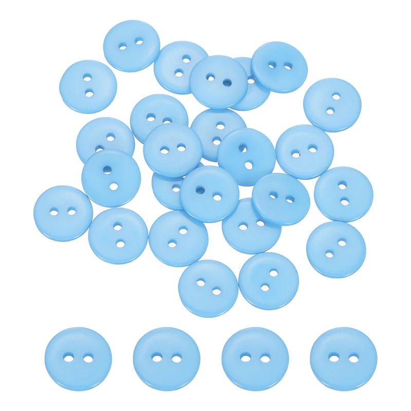 25 Pcs 15mm Resin Sewing Buttons, 2 Hole for Sewing Coats Shirts, Light Blue