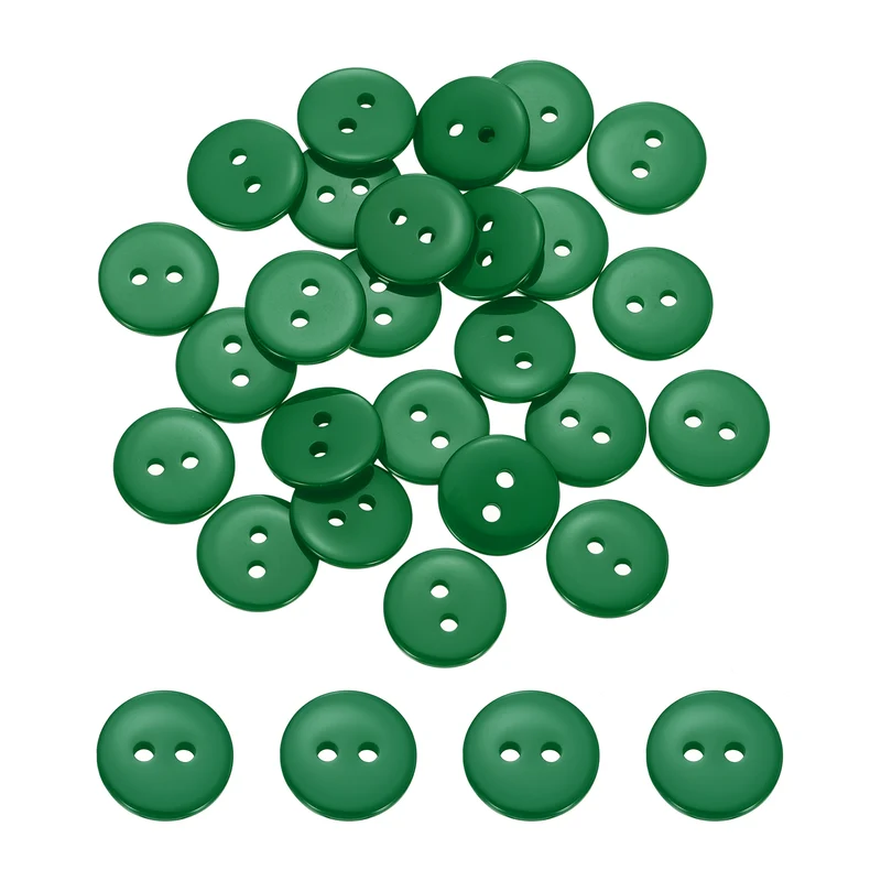 25 Pcs 15mm Resin Sewing Buttons, 2 Hole for Sewing Coats Shirts, Dark Green