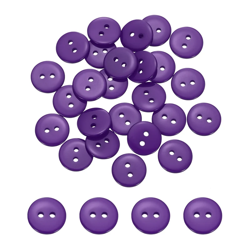 25 Pcs 15mm Resin Sewing Buttons, 2 Hole for Sewing Coats Shirts, Deep Purple