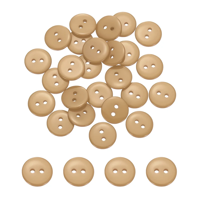 25 Pcs 15mm Resin Sewing Buttons, 2 Hole for Sewing Coats Shirts, Camel