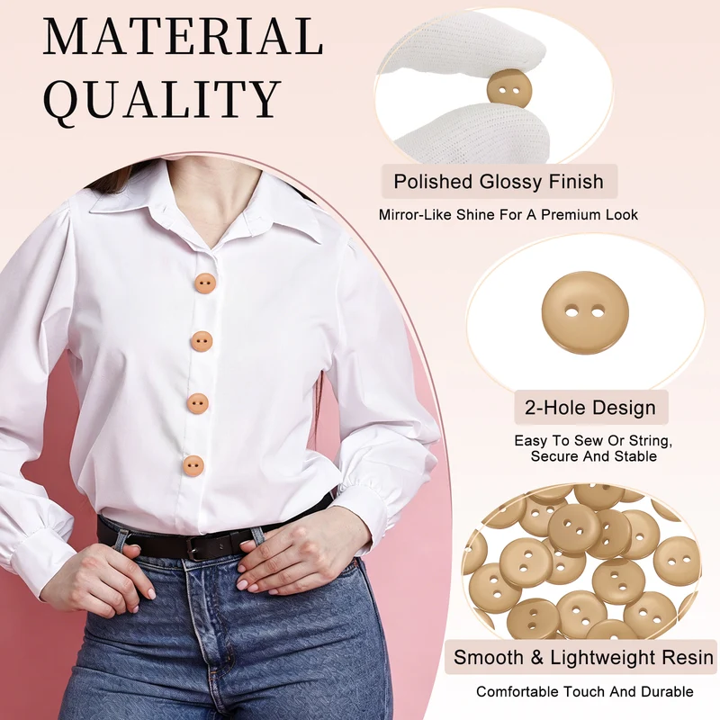 25 Pcs 15mm Resin Sewing Buttons, 2 Hole for Sewing Coats Shirts, Camel