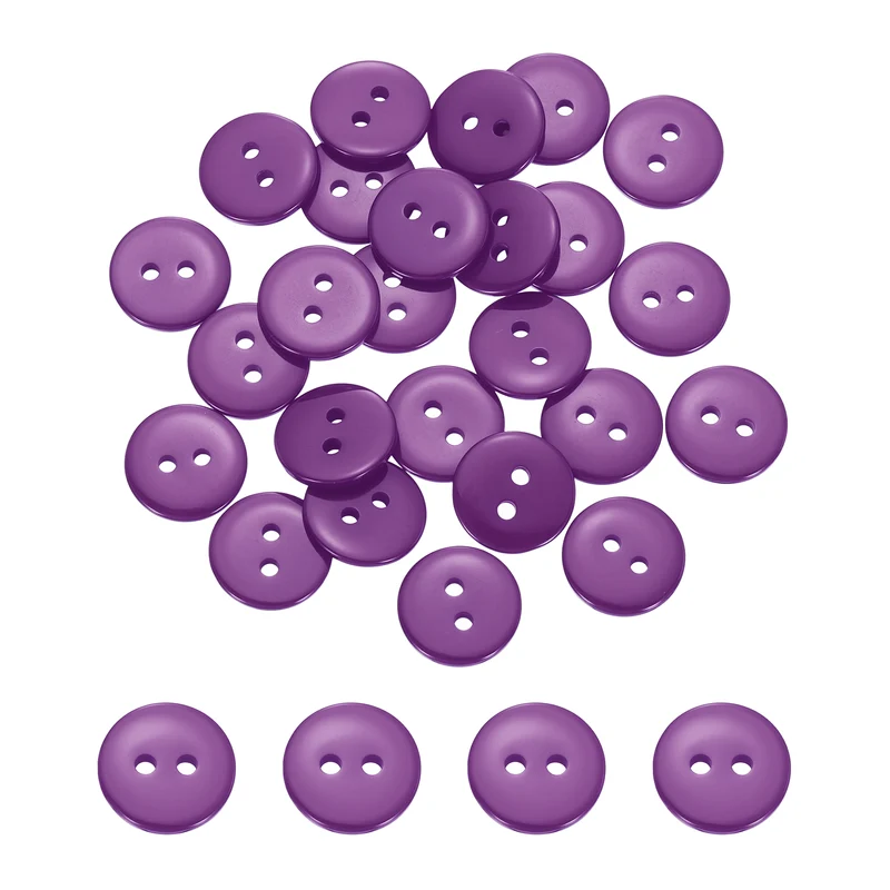 25 Pcs 15mm Resin Sewing Buttons, 2 Hole for Sewing Coats Shirts, Purple