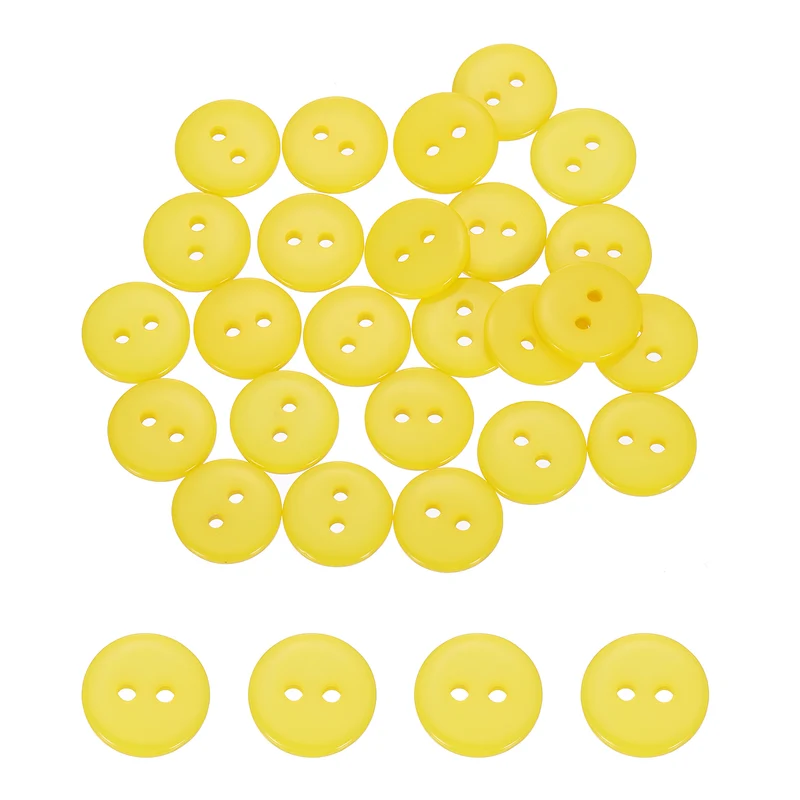 25 Pcs 15mm Resin Sewing Buttons, 2 Hole for Sewing Coats Shirts, Yellow