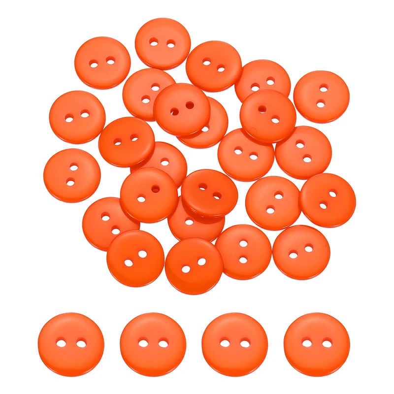 25 Pcs 15mm Resin Sewing Buttons, 2 Hole for Sewing Coats Shirts, Orange