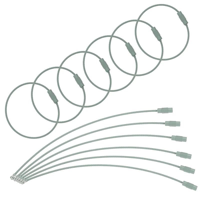 22 Pcs Wire Keychain Cable, 6 Inch Metal Wire Key Ring Loop, Grey