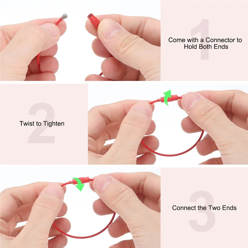 22 Pcs Wire Keychain Cable, 6 Inch Metal Wire Key Ring Loop, Light Grey