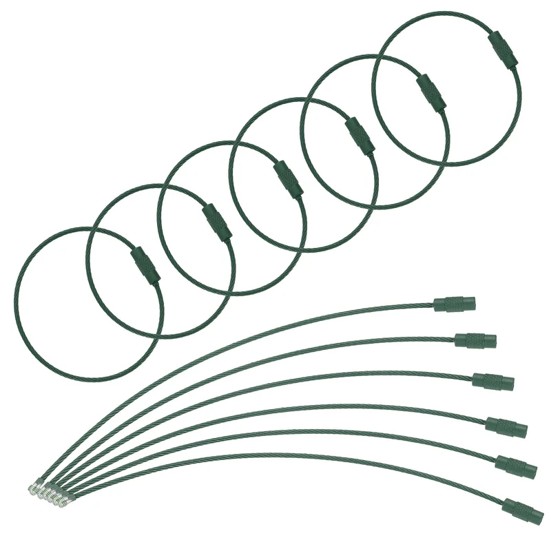 22 Pcs Wire Keychain Cable, 6 Inch Metal Wire Key Ring Loop, Avocado Green