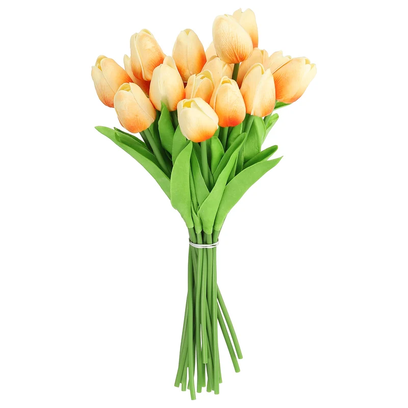 20pcs Tulips Artificial Flowers, Faux Flowers Fake Tulip Stems(Champagne)