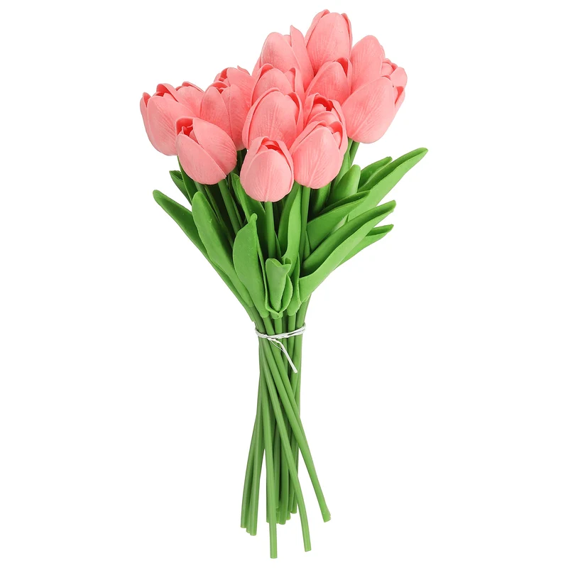 20pcs Tulips Artificial Flowers, Faux Flowers Fake Tulip Stems(Love Pink)