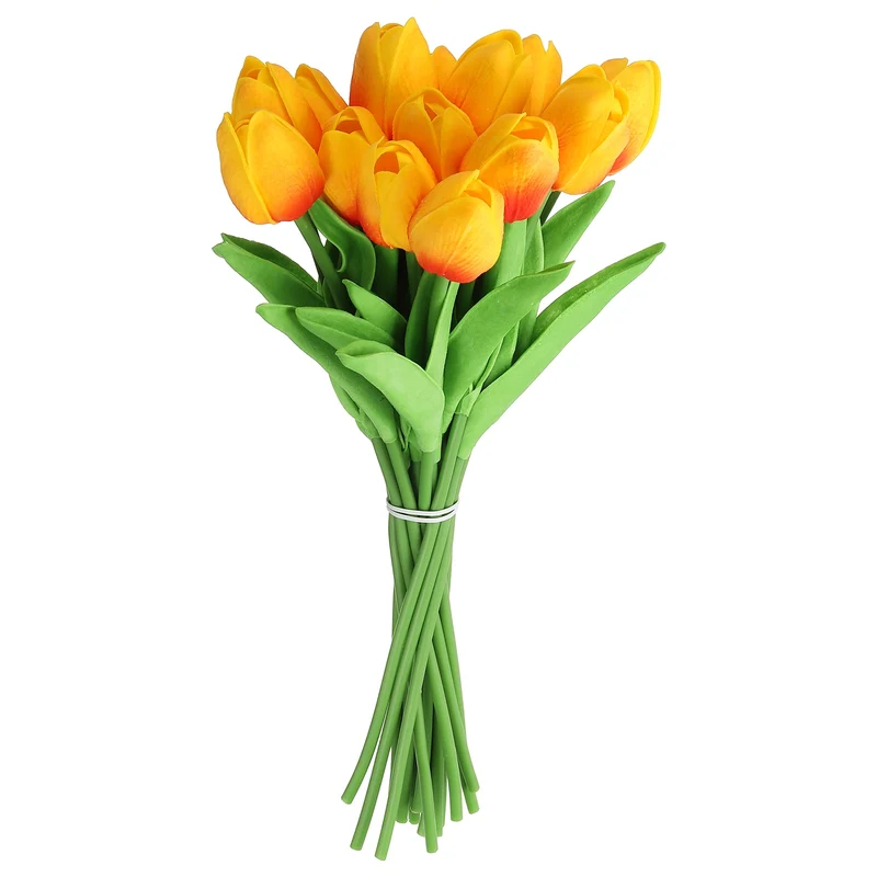 20pcs Tulips Artificial Flowers, Faux Flowers Fake Tulip Stems(Sunset Red)