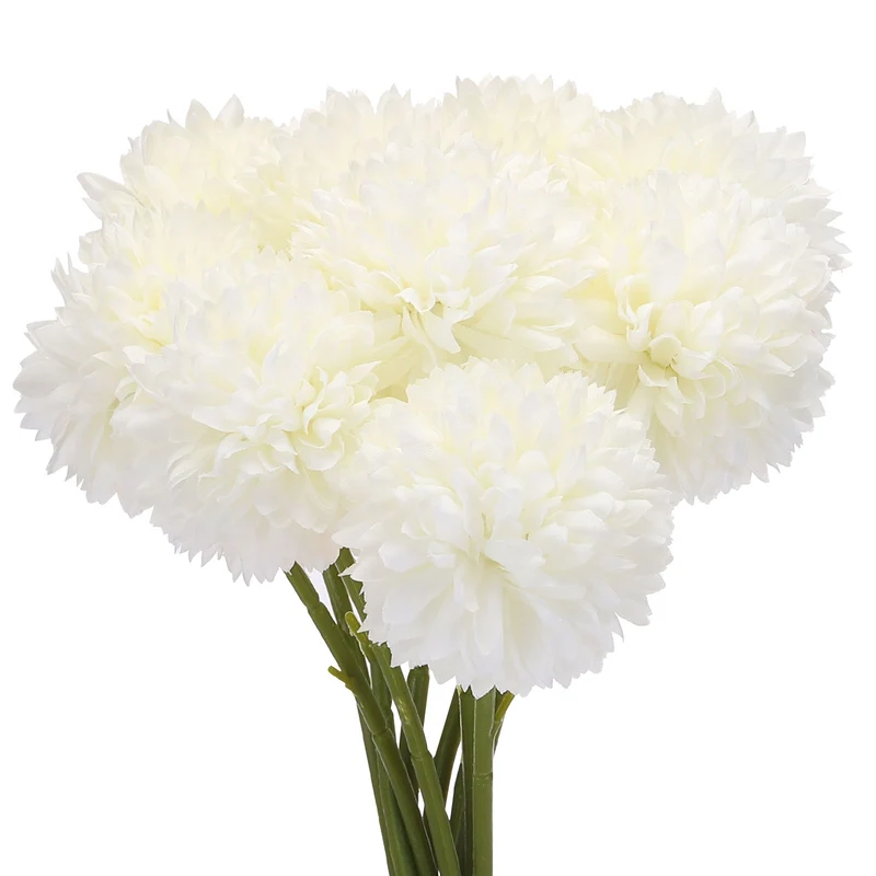 Artificial Flower Heads Silk Chrysanthemum Hydrangea Beige Faux 12Pcs
