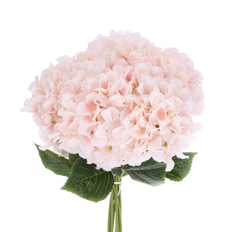 Artificial Flowers 10 Bundles, Pink Fake Hydrangea Plants for Wedding Outdoor