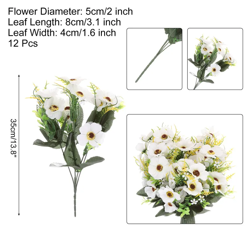 Artificial Flowers 12 Bundles, White Fake Hydrangea Plants for Outdoor