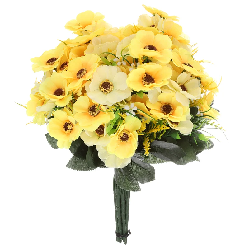 Artificial Flowers 12 Bundles, Yellow Fake Hydrangea Plants for Outdoor