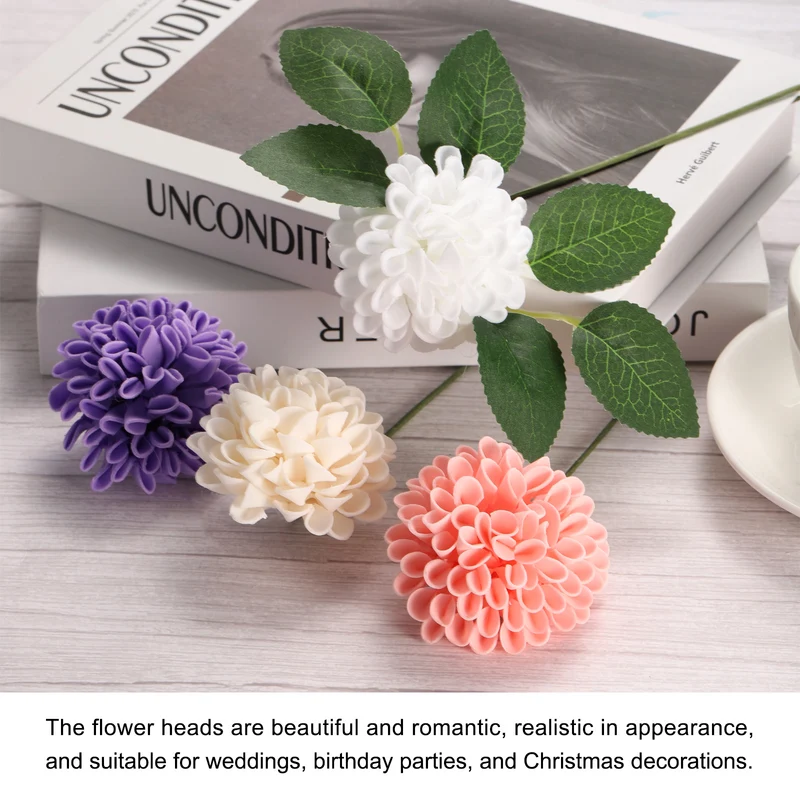 Artificial Flower Heads, White Mini Faux Flowers Rose 2.8 x 9.3 Inch 25 Pcs