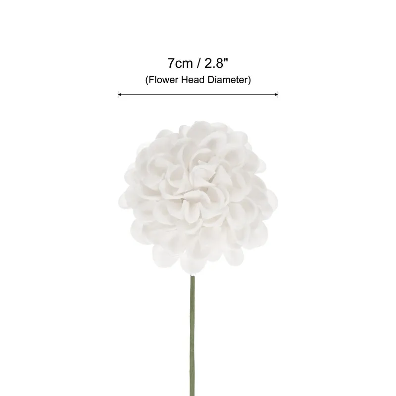 Artificial Flower Heads, White Mini Faux Flowers Rose 2.8 x 9.3 Inch 25 Pcs