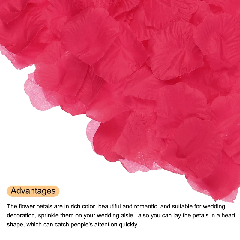Silk Artificial Flower Rose Petals, Rose Red Faux Flowers 2x2 Inch 5000Pcs