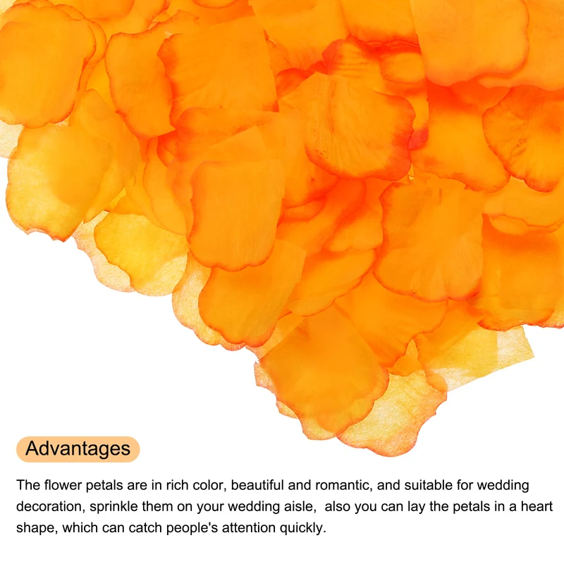 Silk Artificial Flower Rose Petals, Yellow, Orange Faux Flowers 2x2 Inch 5000Pcs