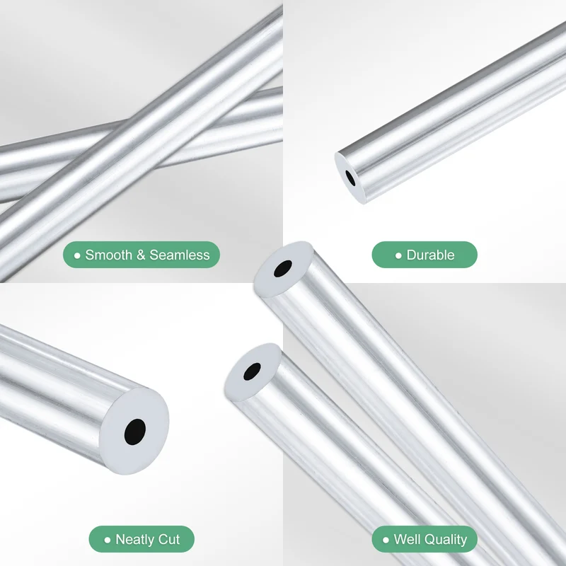 2-Pack 6063 Aluminum Round Tube, 3mmx10mm(IDxOD) 250mm Length Straight Tubing
