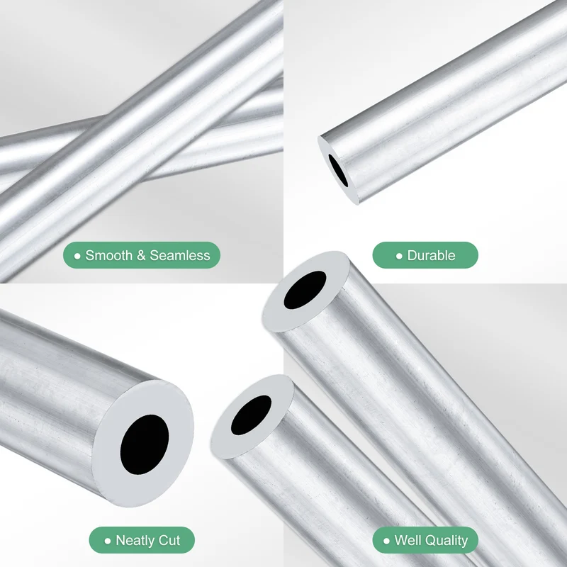 2-Pack 6063 Aluminum Round Tube, 9mmx19mm(IDxOD) 300mm Length Straight Tubing