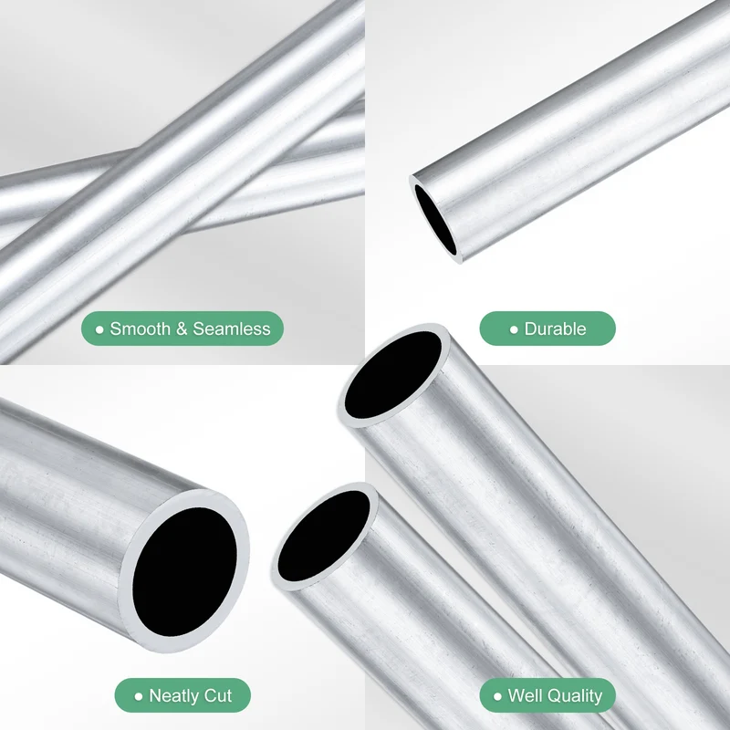 2-Pack 6063 Aluminum Round Tube, 15mmx19mm(IDxOD) 300mm Length Straight Tubing
