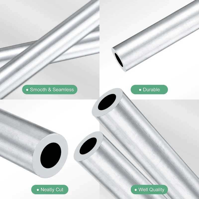 2-Pack 6063 Aluminum Round Tube, 11mmx19mm(IDxOD) 300mm Length Straight Tubing