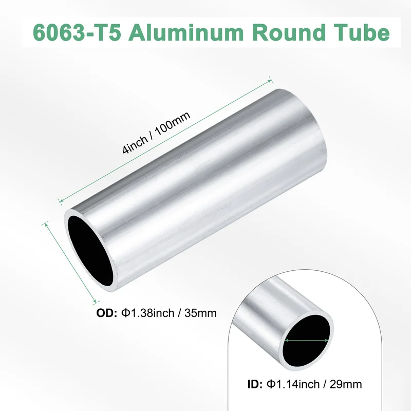 1-Pack 6063 Aluminum Round Tube, 29mmx35mm(IDxOD) 100mm Length Straight Tubing