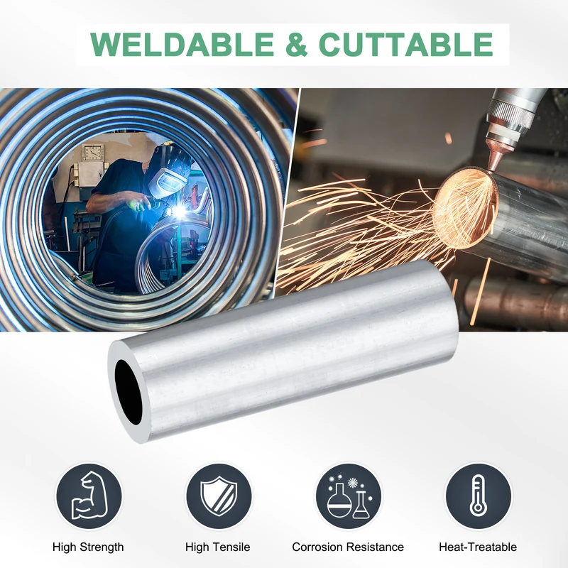 3-Pack 6063 Aluminum Round Tube, 20mmx30mm(IDxOD) 100mm Length Straight Tubing
