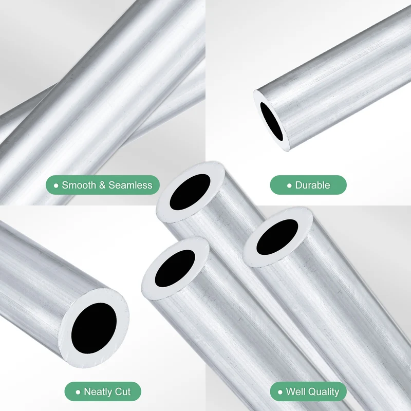 3-Pack 6063 Aluminum Round Tube, 15mmx25mm(IDxOD) 100mm Length Straight Tubing