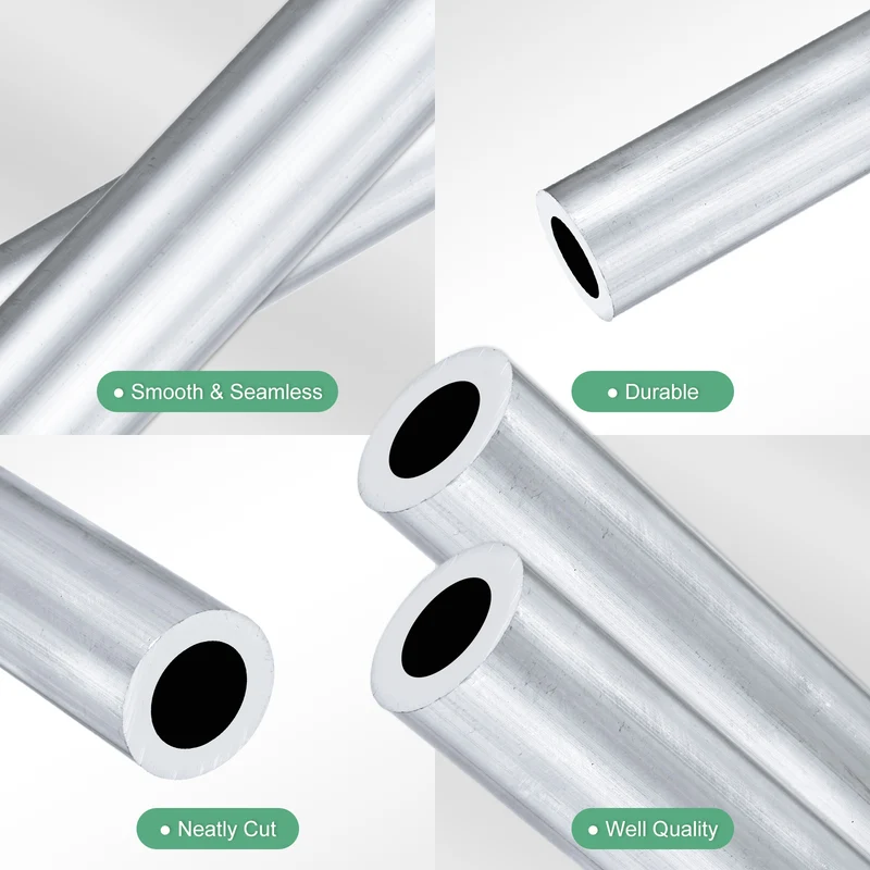 2-Pack 6063 Aluminum Round Tube, 15mmx25mm(IDxOD) 100mm Length Straight Tubing