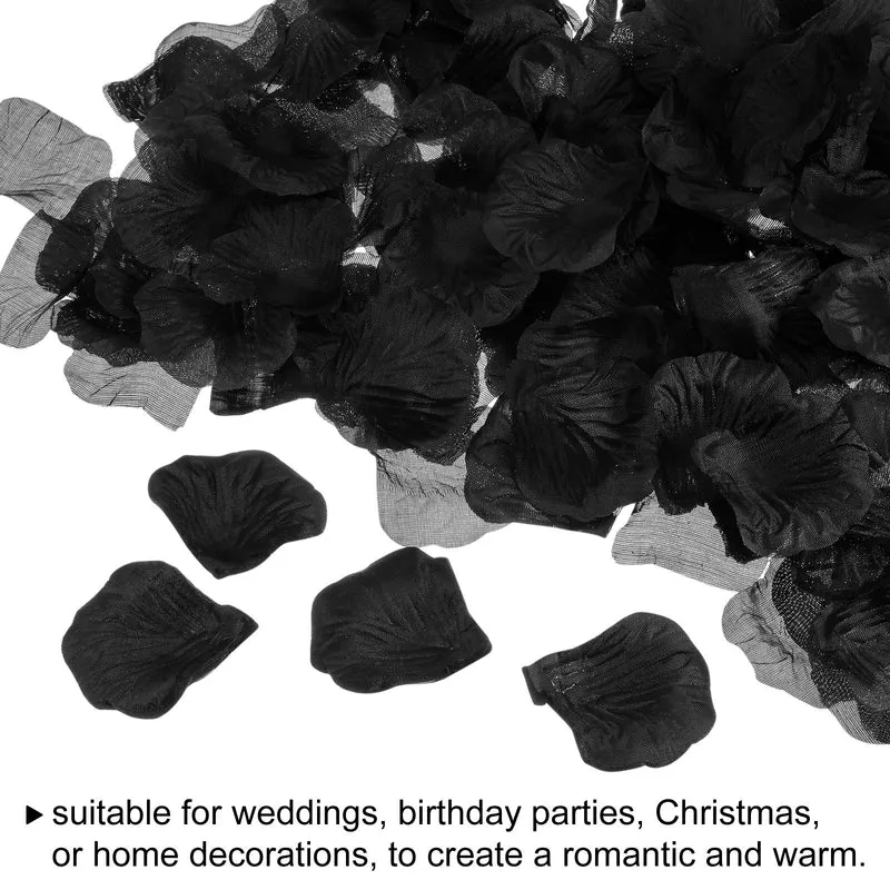 Silk Artificial Flower Petals, Black Faux Flowers 2 Inch x 2 Inch Pack of 1000