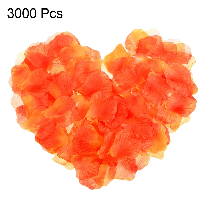 Pack of 3000 Silk Artificial Flower Petals Orange Faux Flower 2"x2"