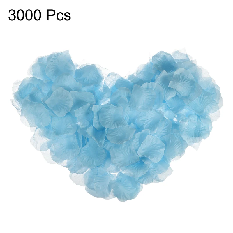Silk Artificial Flower Petals, Light Blue Faux Flowers 2x2 Inch Pack of 3000